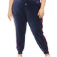 Tommy Hilfiger Women's Sport Plus Size Track-Stripe Velour Jogger Pants Navy Size 2X