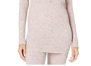 Free People Women's Think Thermal Henley Pink Top Tunic Plush Waffle Knit New Pink Size X-Small