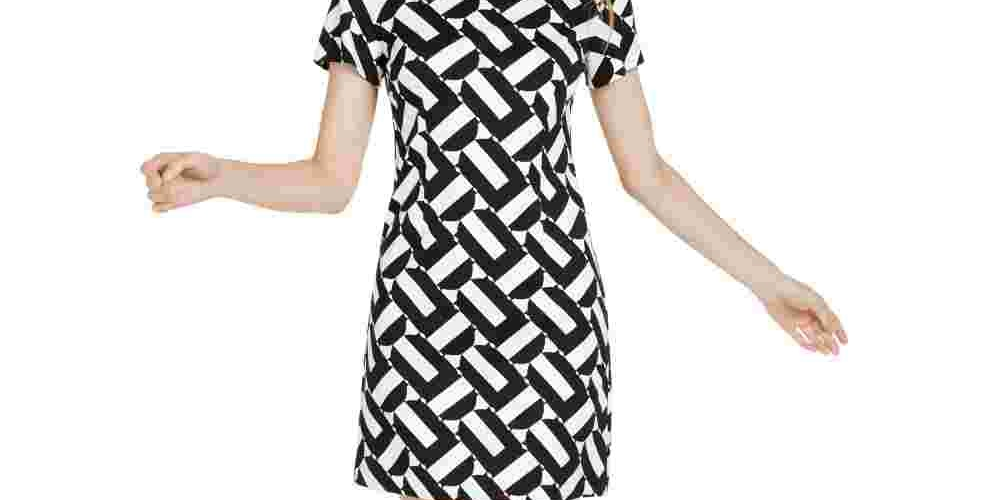 Trina Trina Turk Women's Optic Geo Print Sheath Dress White Size Medium