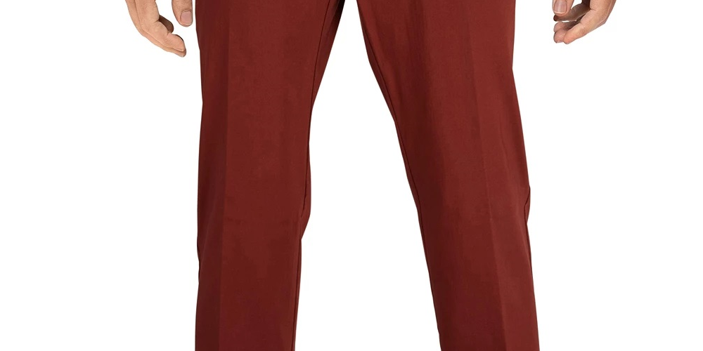 Tommy Hilfiger Men's Modern Fit TH Flex Stretch Comfort Dress Pants Red Size 34X32