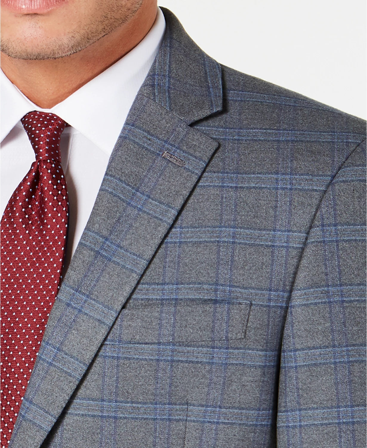 Tommy Hilfiger Men's Modern Fit Thflex Stretch Windowpane Sport Coat Grey Size 40