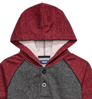 Univibe Big Boys Colorblocked Henley Hoodie Red Size Large