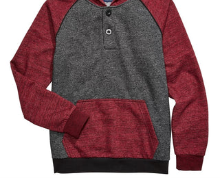 Univibe Big Boys Colorblocked Henley Hoodie Red Size Extra Large