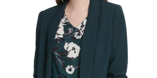 DKNY Women's Ruched Sleeve Open Front Blazer Green Size 12