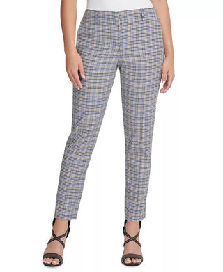 DKNY Women's Houndstooth Plaid Essex Ankle Pant Blue Size 4