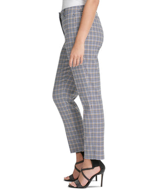 DKNY Women's Houndstooth Plaid Essex Ankle Pant Blue Size 4