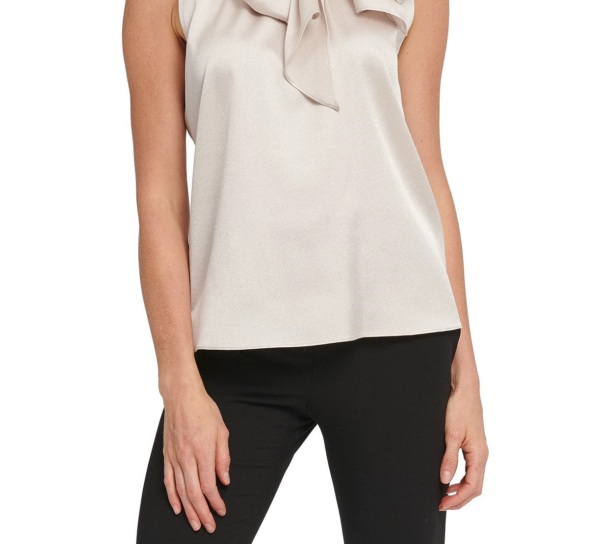 DKNY Women's Bow Mock-Neck Blouse Pink Size X-Large