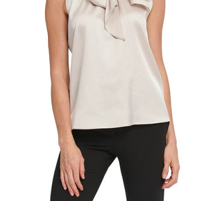 DKNY Women's Bow Mock-Neck Blouse Pink Size X-Large