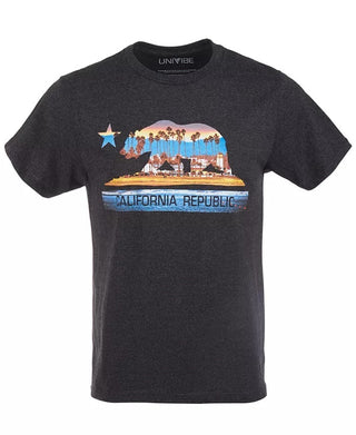 Univibe Men's California Bear Boardwalk Graphic T-Shirt Gray Size XX Large