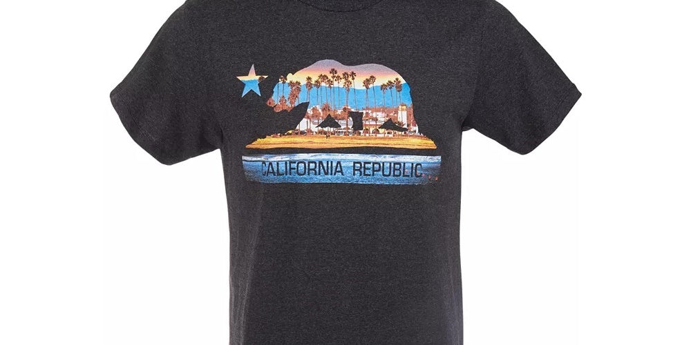 Univibe Men's California Bear Boardwalk Graphic T-Shirt Gray Size XX Large