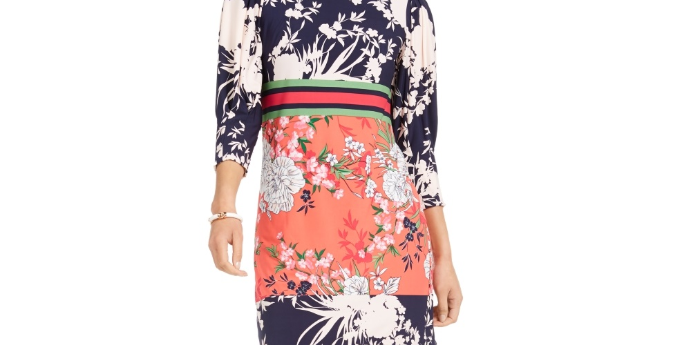 Vince Camuto Women's Mixed Floral Shift Dress Pink Size 8