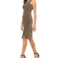Vince Camuto Women's One-Shoulder Glitter-Knit Dress Gold Size 8