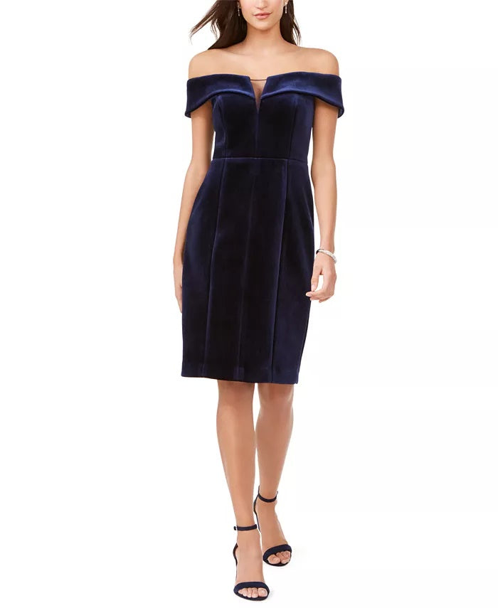Vince Camuto Women's Strapless Velvet Dress Navy Size 10