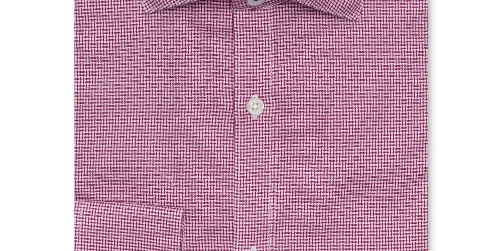 Vince Camuto Men's Slim Fit Comfort Stretch Basket Dobby Dress Shirt Red Size 15X34X35