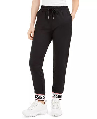 GUESS Women's Nina Logo-Hem Jogger Pants Black Size Extra Large