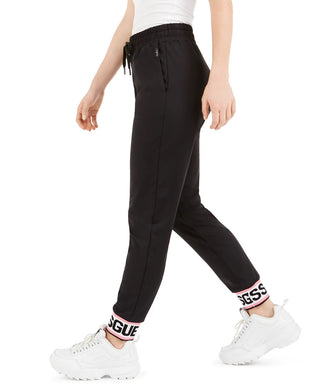 GUESS Women's Nina Logo-Hem Jogger Pants Black Size Extra Large