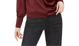 Band Of Gypsies Women's Long Sleeve V Neck Top Red Size Large