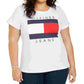 Tommy Hilfiger Women's Plus Size Cotton Logo T Shirt White Size 2X
