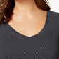 Tommy Hilfiger Women's Plus Polka Dot Cotton V Neck T Shirt Navy Size 3X