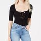 Guess Women's Sabrina Lace Up Bodysuit Black Size Large