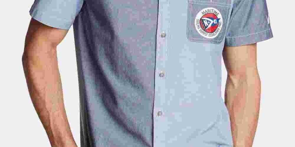 Nautica Men's Sail Classic Fit Colorblocked Logo  Shirt Blue Size XX-Large