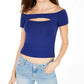 Guess Women's Jayla Off The Shoulder Top Blue Size Medium