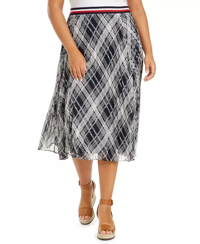Tommy Hilfiger Women's Plus Size Plaid Midi Skirt Blue Size 3X