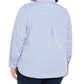 Tommy Hilfiger Women's Plus Size Zip Front Cotton Shirt Blue Size 2X
