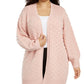 Calvin Klein Women's Plus Popcorn Cardigan Sweater Pink Size 2X