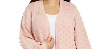Calvin Klein Women's Plus Popcorn Cardigan Sweater Pink Size 2X