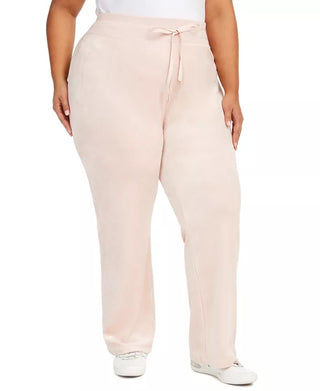 Calvin Klein Women's Plus Size Velour Wide-Leg Pants Pink Size 3X