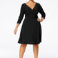 NY Collection Women's Plus Ruched A Line Dress Black Size 2X