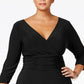 NY Collection Women's Plus Ruched A Line Dress Black Size 2X