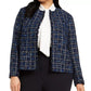 Calvin Klein Women's Blue Frayed Plaid Suit Wear To Work Jacket Blue Size 18W