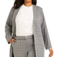 Calvin Klein Women's Plus Size Windowpane Topper Jacket Gray Size 20W