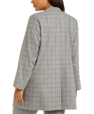 Calvin Klein Women's Plus Size Windowpane Topper Jacket Gray Size 20W