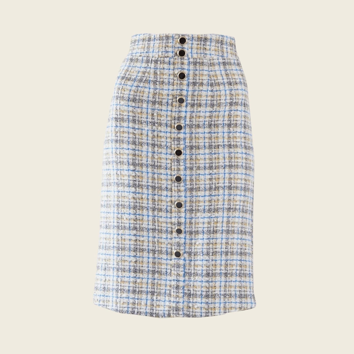 Luxe Plaid Tweed Pencil Skirt – Women’s Chic Tweed Skirt