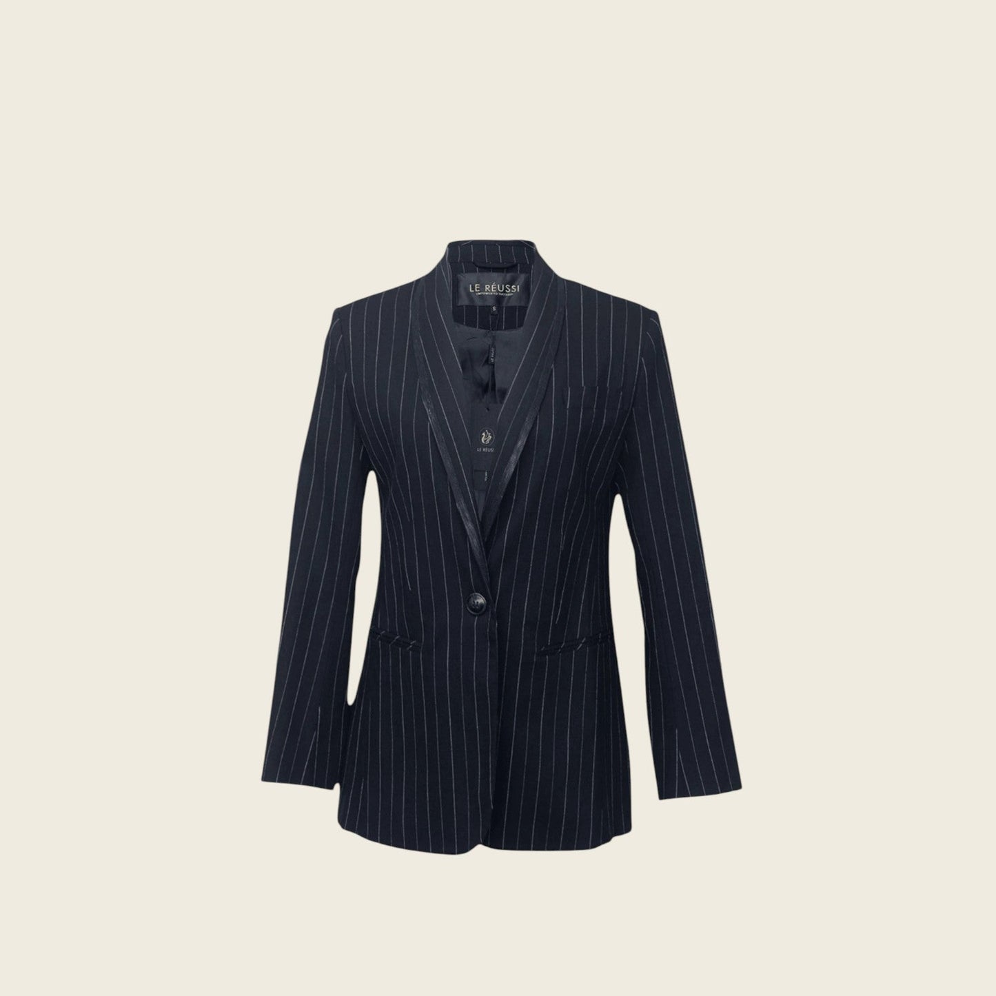 Black Pinstripes Blazer – Women’s Tailored Office Jacket