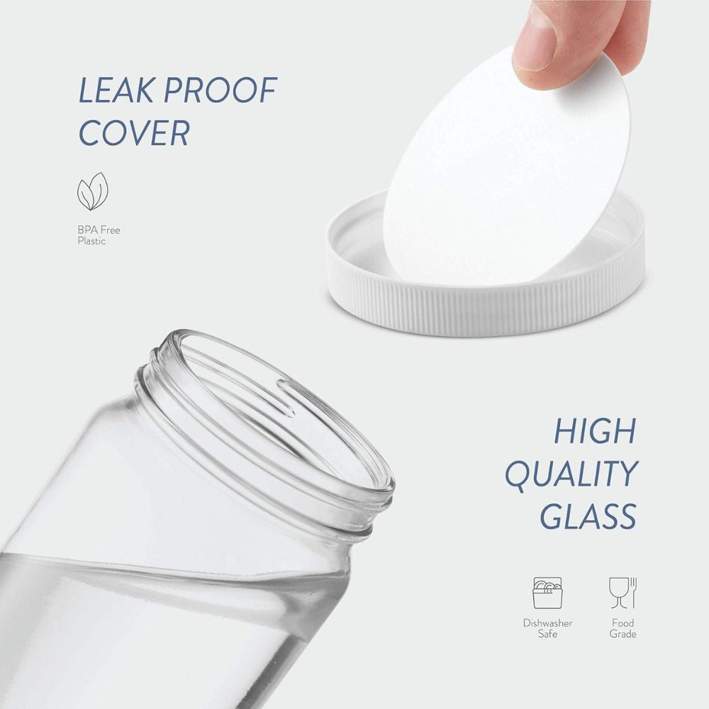 Travel Glass Drinking Bottle Mason Jar 16 Ounce [6-Pack]