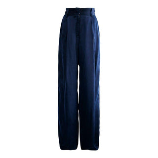 Remi Navy Wide-Leg Pants – Elegant Women's High-Waist Trousers