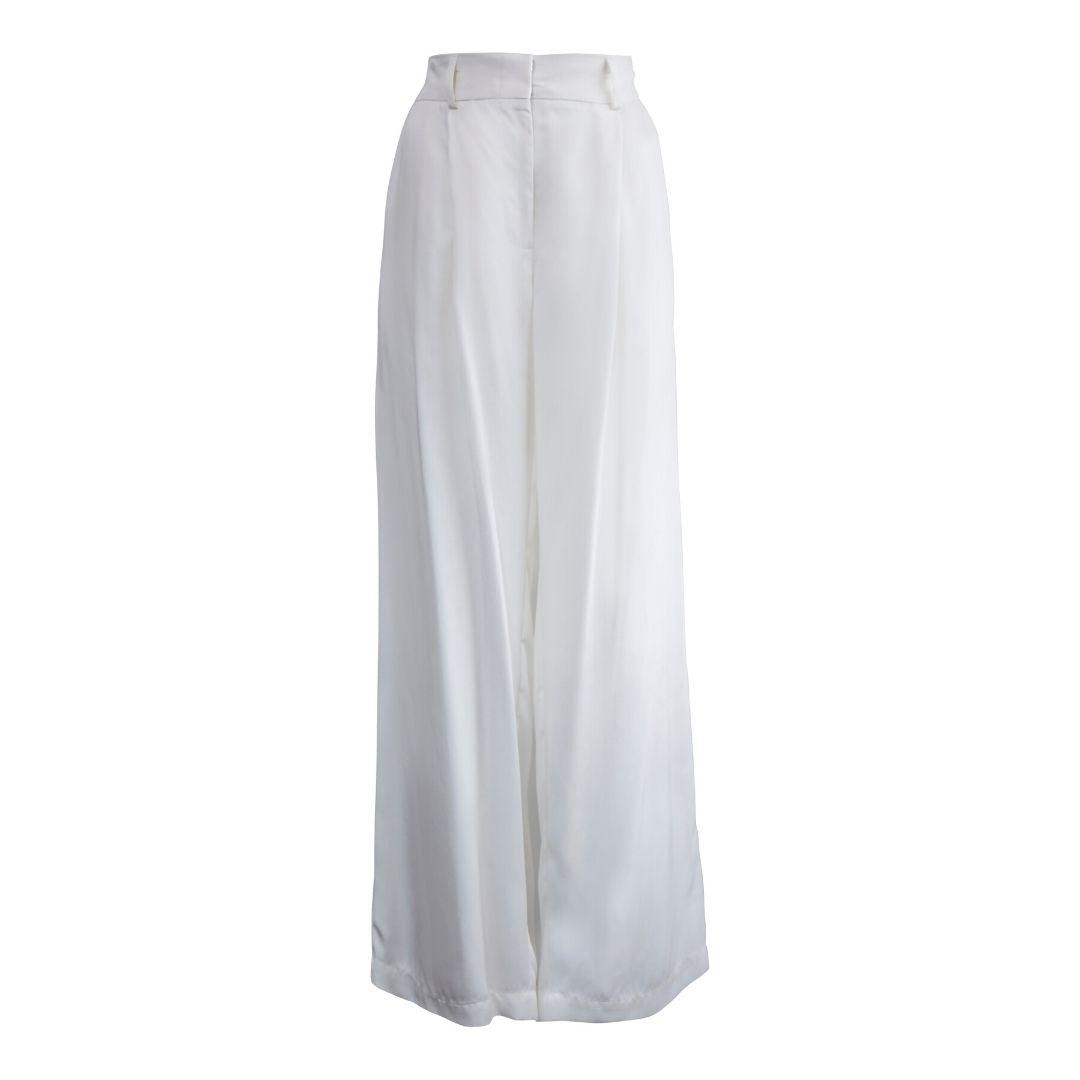 Remi White Wide-Leg Pants – Elegant Women's High-Waist Trousers