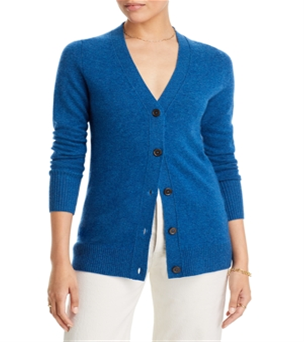 C by Bloomingdale's Cashmere Grandfather Cardigan Blue Size M
