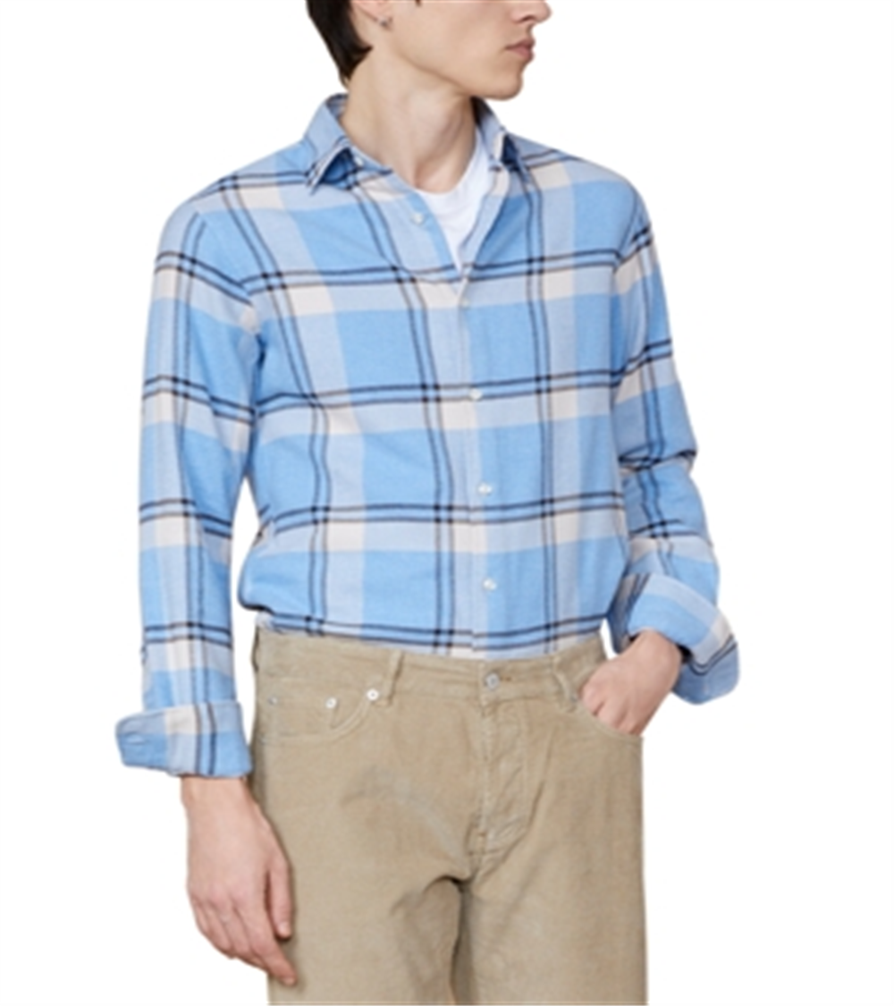 Officine Generale Giacomo Twill Long Sleeve Button Front Shirt Beige Size S