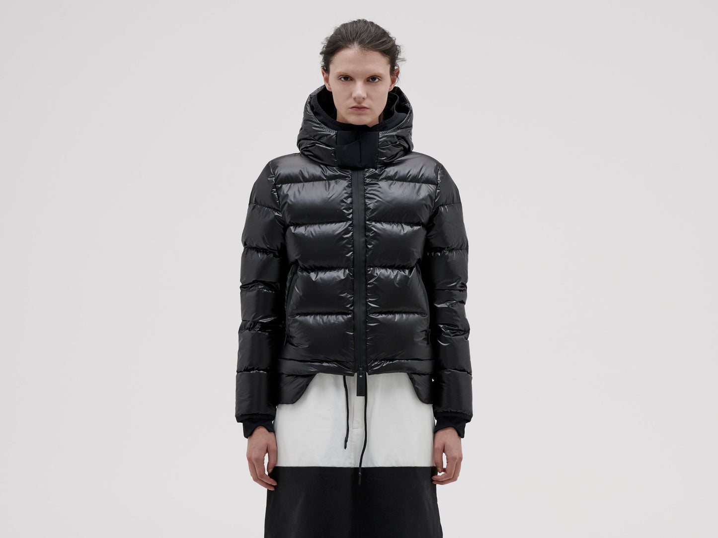 10K Nano Gloss Puffer Jacket Cropped - Black