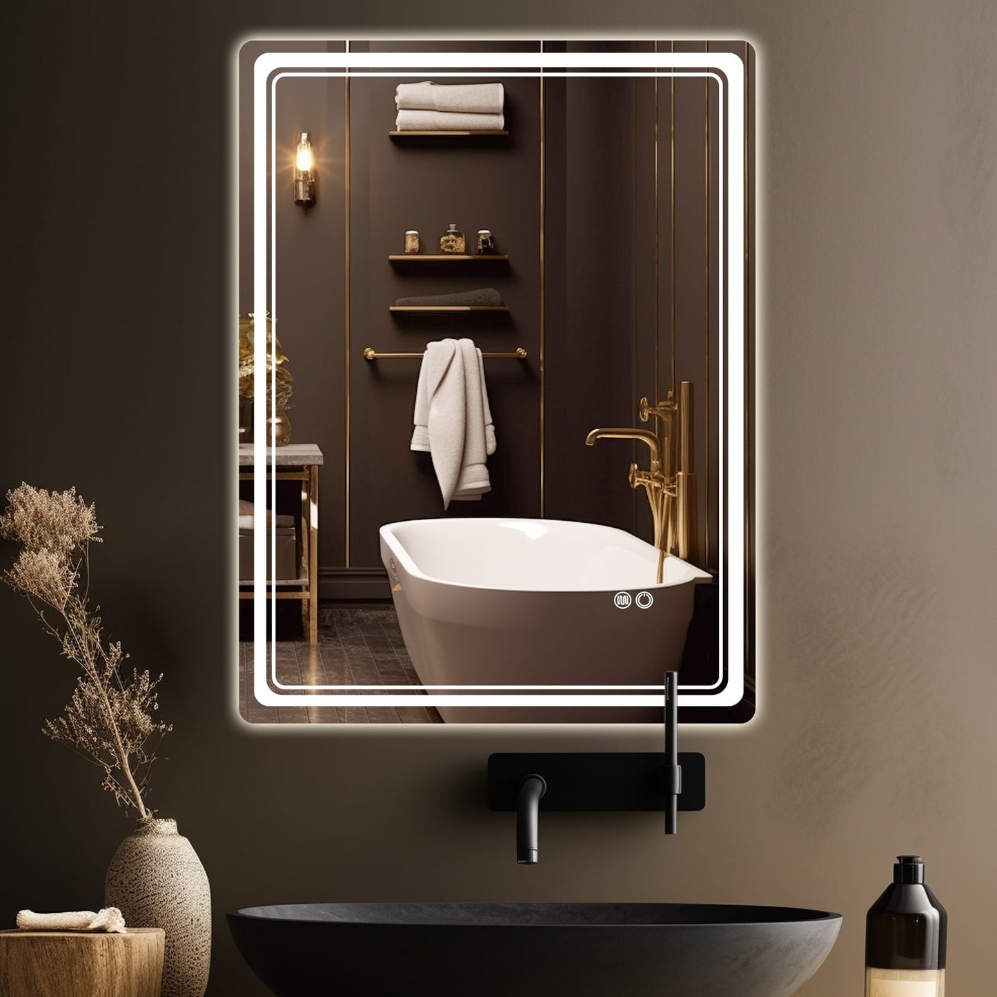 Wallbeyond 3Tone Modern Style Frameless Rectangular LED Wall Mirror