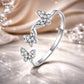 925 Sterling Silver Oxidized Butterfly Ring with Pavé Setting CZ for Women