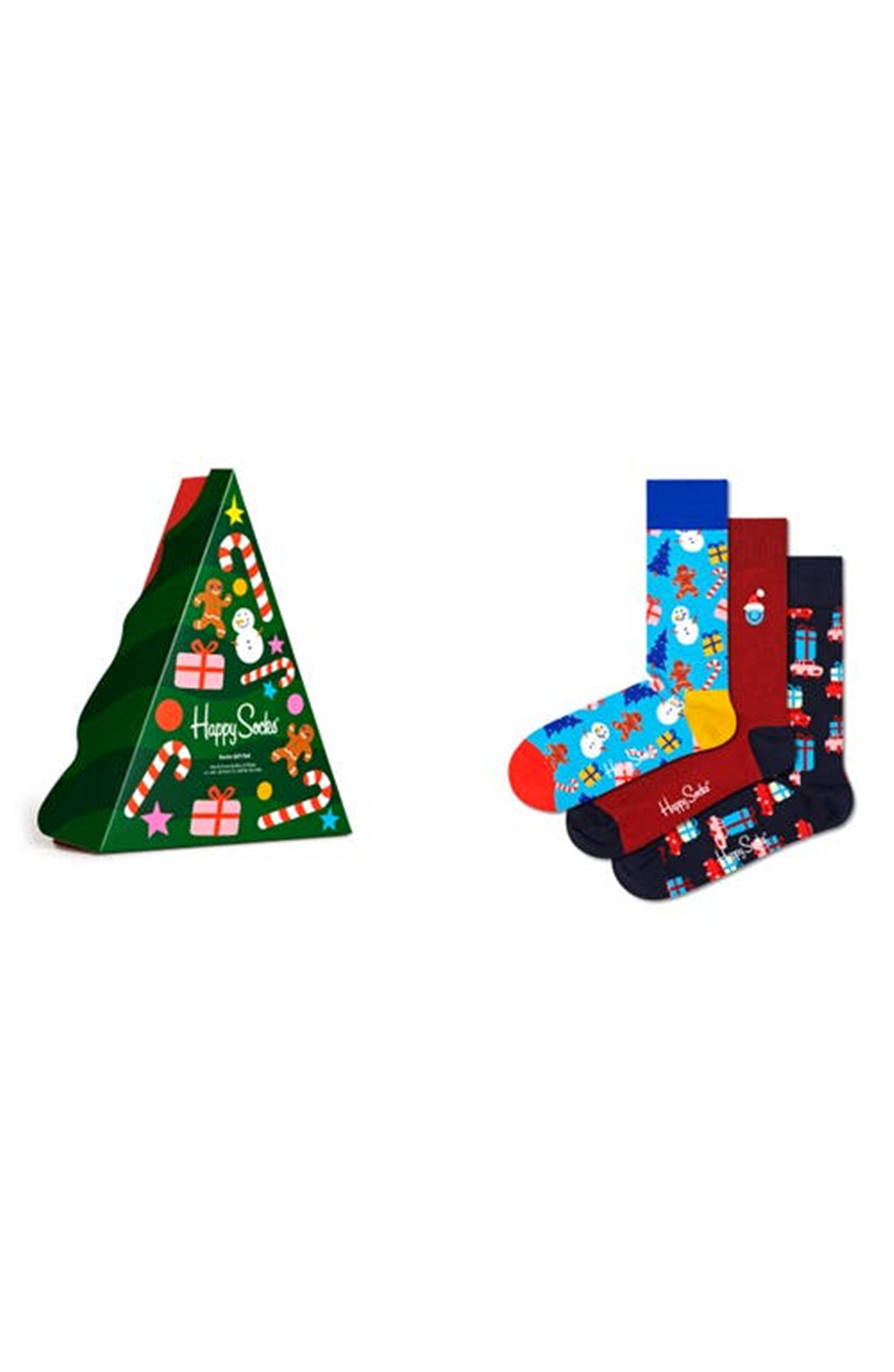 Happy Socks Decoration Time Assorted 3-Pack Cotton Blend Crew Socks Gift Box Blue Size 10-13