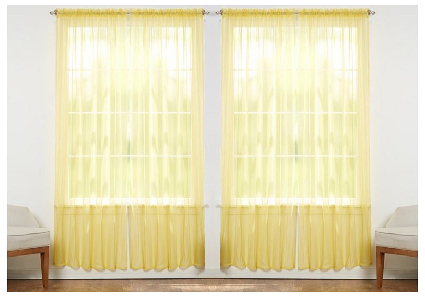 J&V TEXTILES 4-Pack Value: Solid Sheer Window Curtain Panels