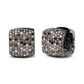 Black Rhodium Plated 18K White Gold 12 5/8 Cttw Multi Color Diamond Square Domed Huggie Hoop Earrings  (Brown, Black, G-H Color, SI1-SI2 Clarity)