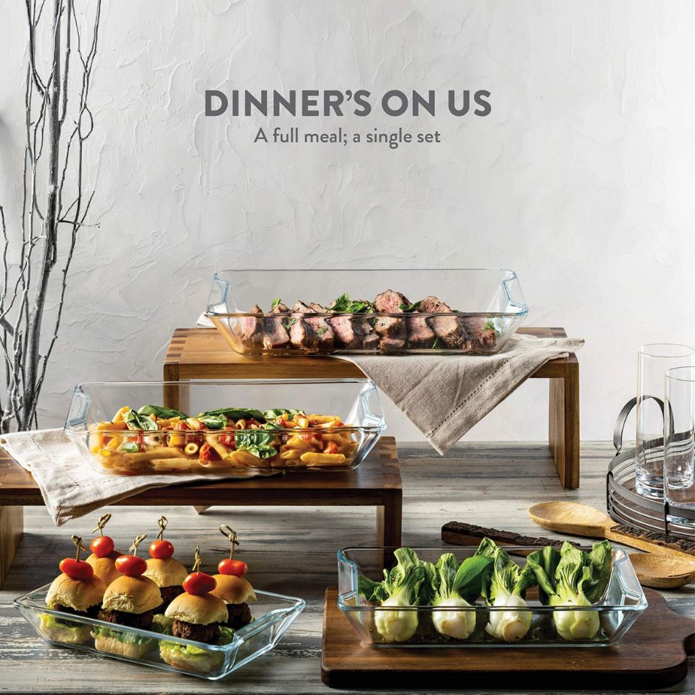 4-Piece Rectangular Glass Casserole Dish Set